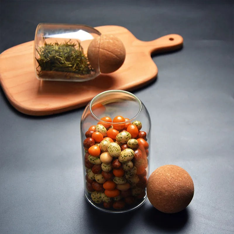 Set of 3 Glass Jars With Cork Lid